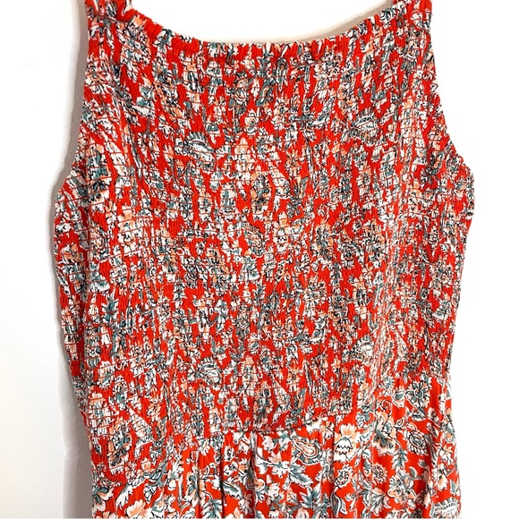 Old Navy Floral Paisley Smocked Midi Dress M Red White Blue Spaghetti Strap NWT - Picture 4 of 13